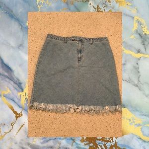 denim fringe skirt
